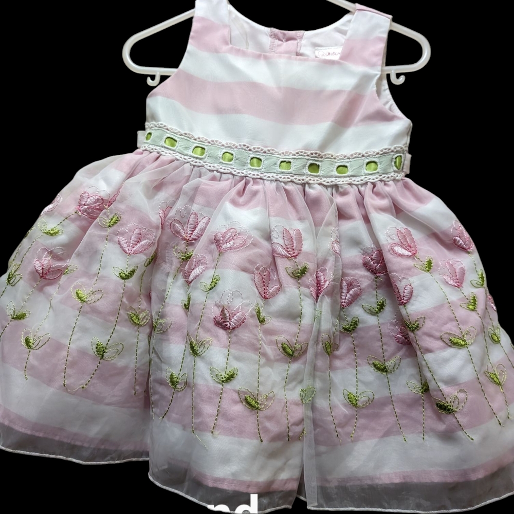 Youngland Pink and White Sequin Tiered Sundress